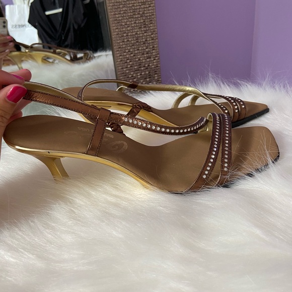 Onex Shoes - Onex Gold Heels with silver rhinestones